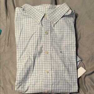 Izod Men's Blue Checkered Shirt long sleeve